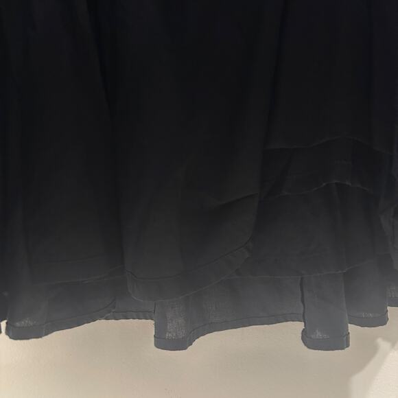 Jones New York Vtg Y2K Black Linen Eyelet Flared Gore Midi Skirt Academia Size 4 - Picture 6 of 8